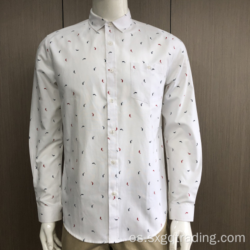 Camisa de manga larga con estampado CVC para hombre